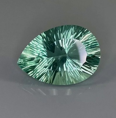 GREEN FLUORITE CONCAVE CUT PEAR